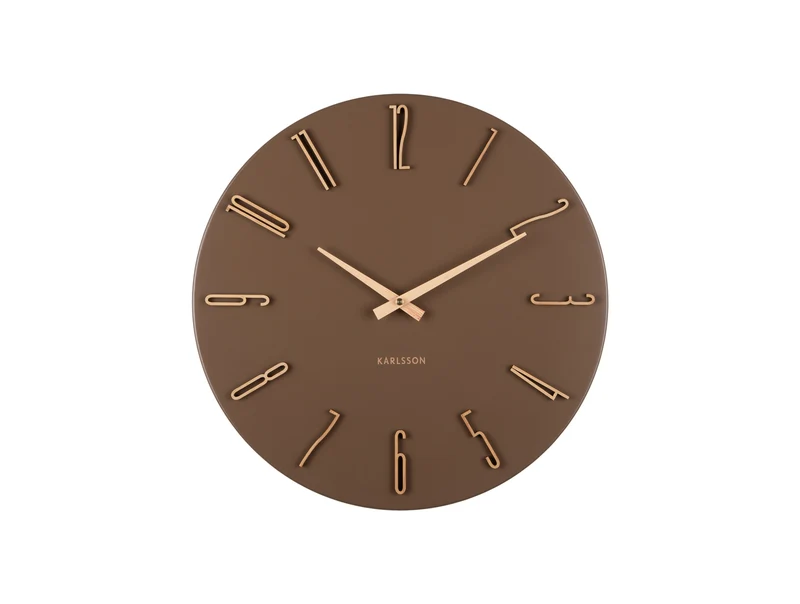 Karlsson Esmerado KA6072BR Wanduhr Mochabraun • Geräuschloses Sweep-Uhrwerk • Elegantes Metalldesign