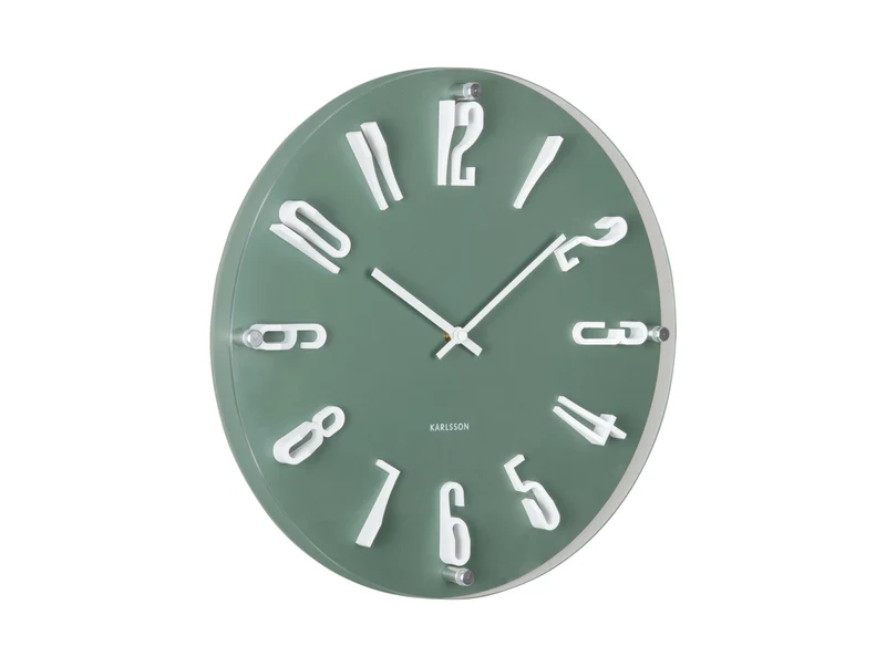 Karlsson Esencia Elevated KA6090GR Wanduhr Dschungelgrün • Geräuschloses Sweep-Uhrwerk • Rahmenloses Design