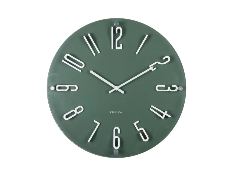 Karlsson Esencia Elevated KA6090GR Wanduhr Dschungelgrün • Geräuschloses Sweep-Uhrwerk • Rahmenloses Design