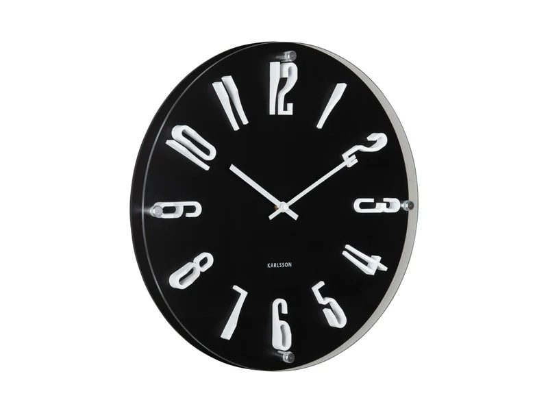 Karlsson Esencia Elevated KA6090BK Wanduhr Schwarz • Geräuschloses Sweep-Uhrwerk • Rahmenlosem Design