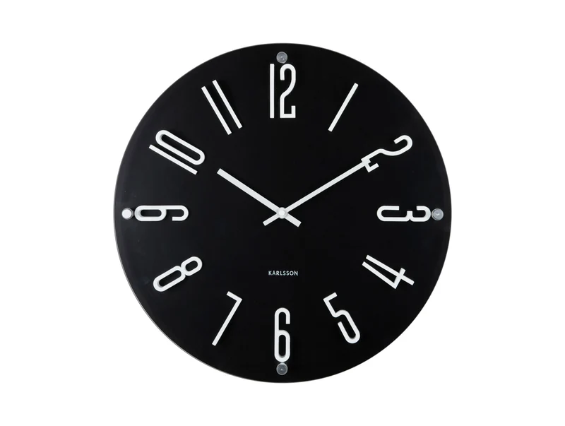 Karlsson Esencia Elevated KA6090BK Wanduhr Schwarz • Geräuschloses Sweep-Uhrwerk • Rahmenlosem Design