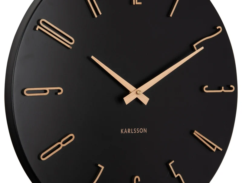 Karlsson Esmerado KA6072BK Wanduhr Schwarz • Geräuschloses Sweep-Werk • Elegantes Metall-Design