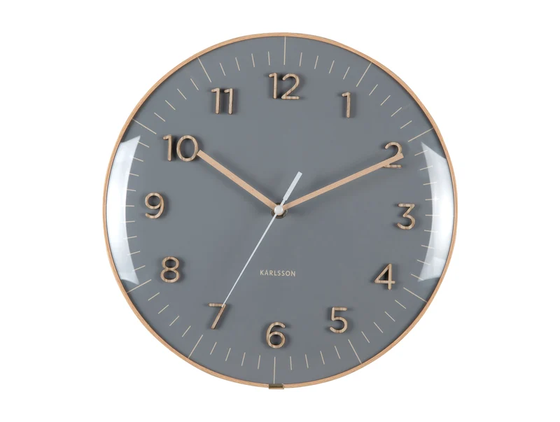 Karlsson Esencia Dome KA6110GY Wanduhr Dunkelgrau • Geräuschloses Sweep-Uhrwerk • Konvexes Frontglas
