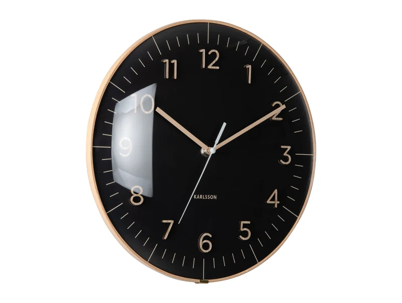 Karlsson Esencia Dome KA6110BK Wanduhr Schwarz • Geräuschloses Sweep-Uhrwerk • Konvexe Glaskuppel