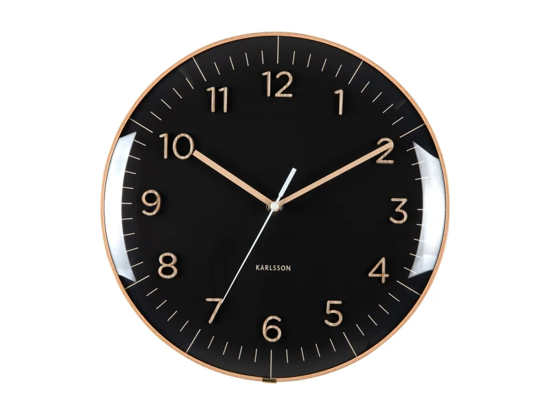 Karlsson Esencia Dome KA6110BK Wanduhr Schwarz • Geräuschloses Sweep-Uhrwerk • Konvexe Glaskuppel