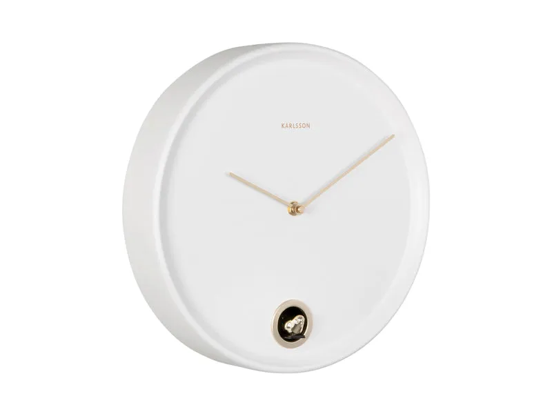 Karlsson Esencia Cuckoo KA6123WH Wanduhr Weiß • Kuckucksruf zur vollen Stunde • Modernes Eisengehäuse