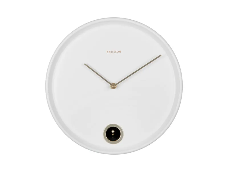 Karlsson Esencia Cuckoo KA6123WH Wanduhr Weiß • Kuckucksruf zur vollen Stunde • Modernes Eisengehäuse