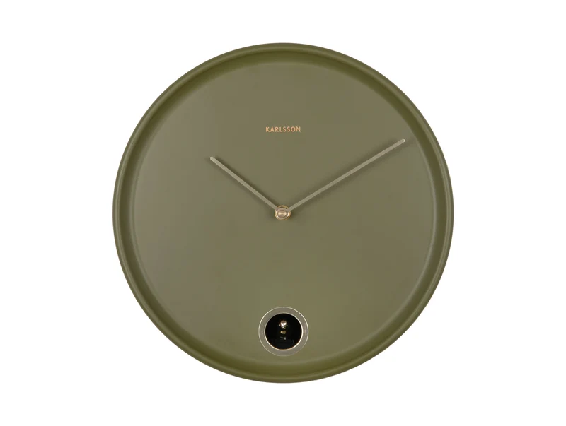 Karlsson Esencia Cuckoo KA6123GR Wanduhr Luxusgrün • Kuckucksruf zur vollen Stunde • Modernes Eisengehäuse