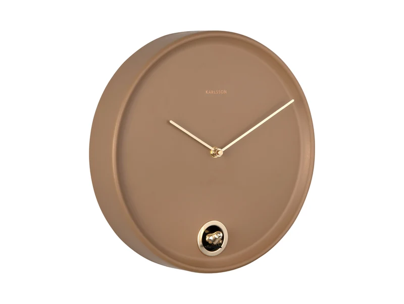 Karlsson Esencia Cuckoo KA6123BR Wanduhr Mokkabraun • Stündlicher Kuckucksruf • Eisengehäuse