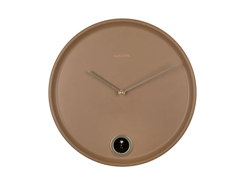 Karlsson Esencia Cuckoo KA6123BR Wanduhr Mokkabraun • Stündlicher Kuckucksruf • Eisengehäuse