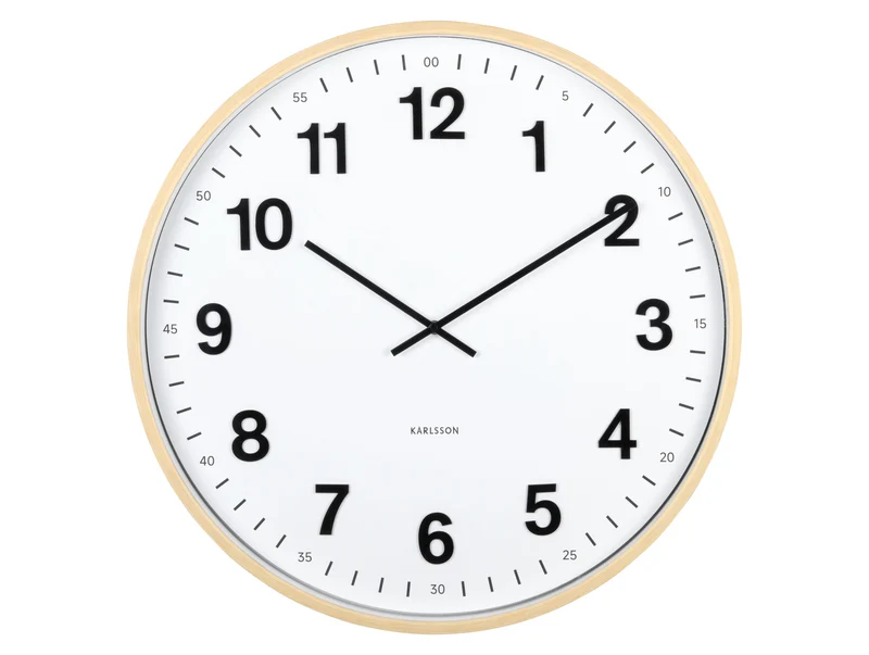 Karlsson Esencia Classic XL KA6109WD Wanduhr Hellholz • Geräuschloses Sweep-Uhrwerk • Großes Statement-Piece