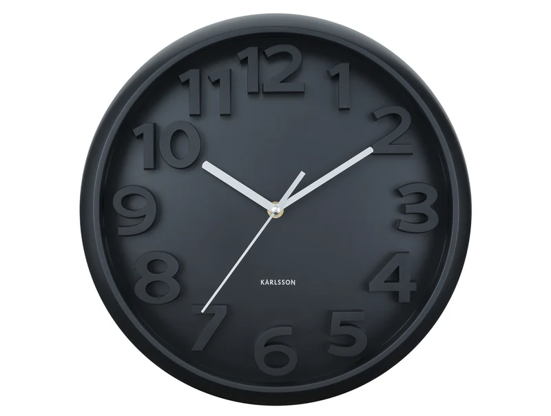 Karlsson Elevated Classic Numbers KA6052BK Wanduhr Schwarz • Geräuschloses Sweep-Uhrwerk • Zeitloses Design