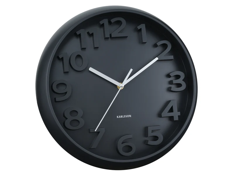 Karlsson Elevated Classic Numbers KA6052BK Wanduhr Schwarz • Geräuschloses Sweep-Uhrwerk • Zeitloses Design