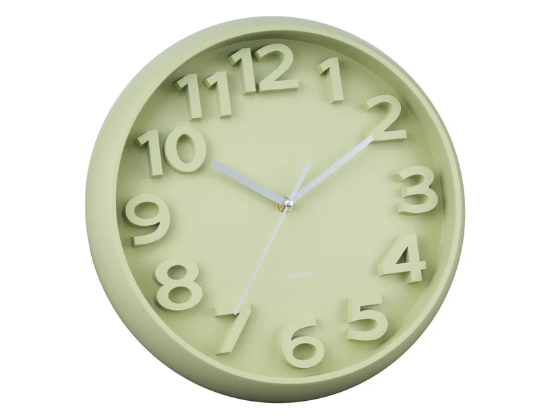 Karlsson Elevated Classic Numbers KA6052GR Wanduhr Teegrün • Geräuschloses Sweep-Uhrwerk • Zeitloses Design