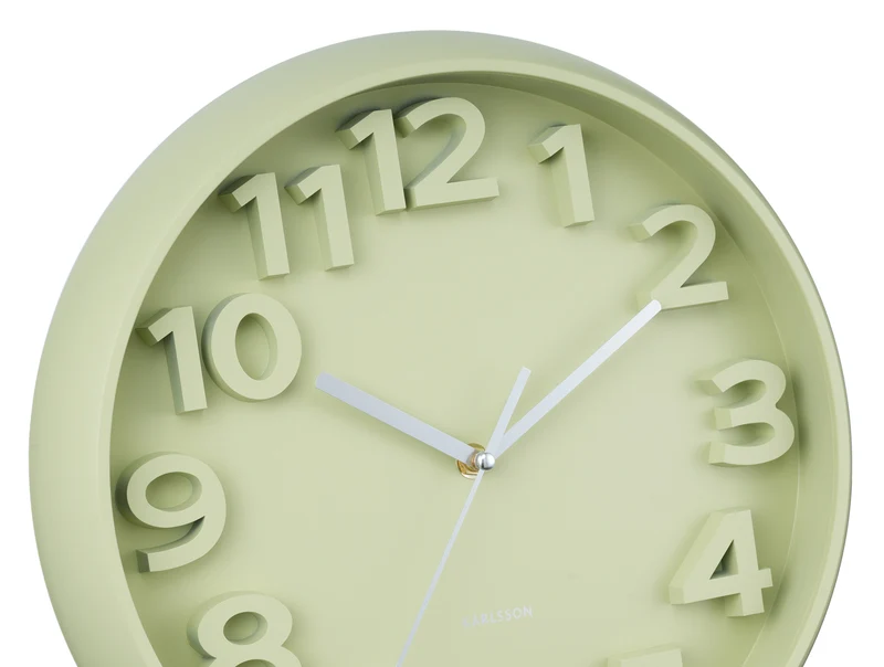 Karlsson Elevated Classic Numbers KA6052GR Wanduhr Teegrün • Geräuschloses Sweep-Uhrwerk • Zeitloses Design