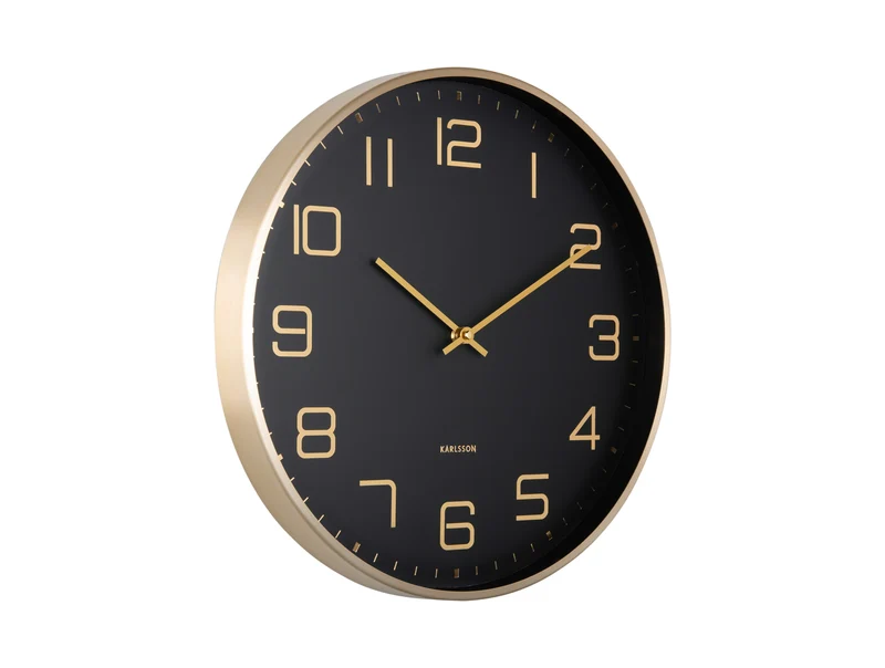 Karlsson Elegance Glow KA5973BK Wanduhr Schwarz • Elegantes Aluminium-Gehäuse • Arabische Ziffern