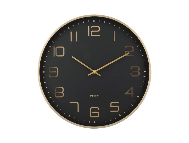 Karlsson Elegance Glow KA5973BK Wanduhr Schwarz • Elegantes Aluminium-Gehäuse • Arabische Ziffern