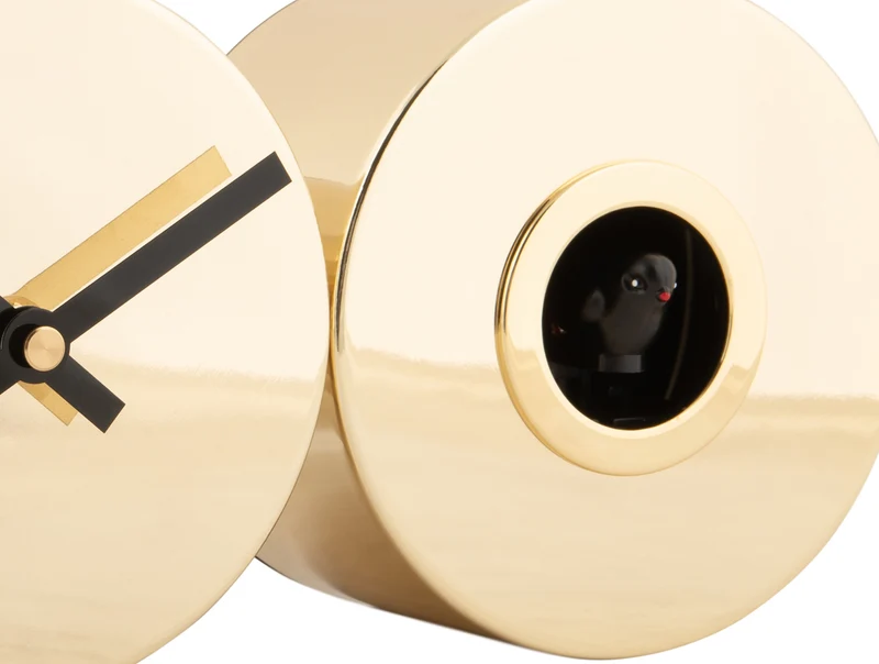 Karlsson Duo Cuckoo Plated KA5789GD Wanduhr Gold • Sweep-Uhrwerk • Kuckucksruf zur vollen Stunde