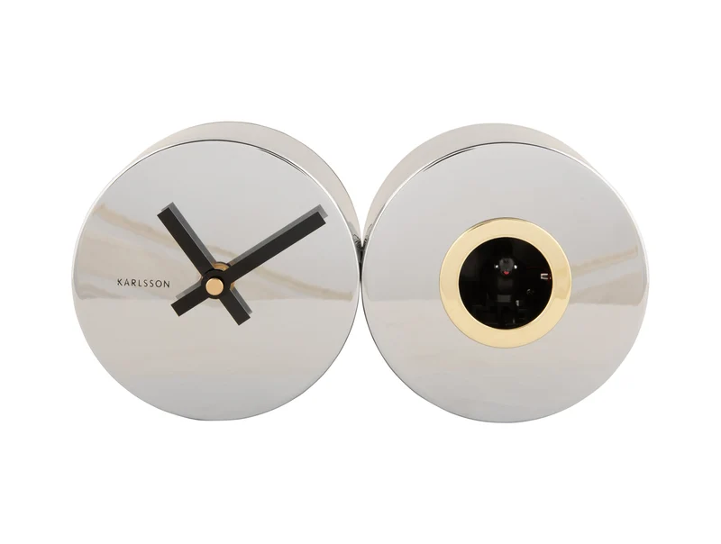 Karlsson Duo Cuckoo Plated KA5789CH Wanduhr Chrom • Sweep-Uhrwerk • Kuckuck zur vollen Stunde