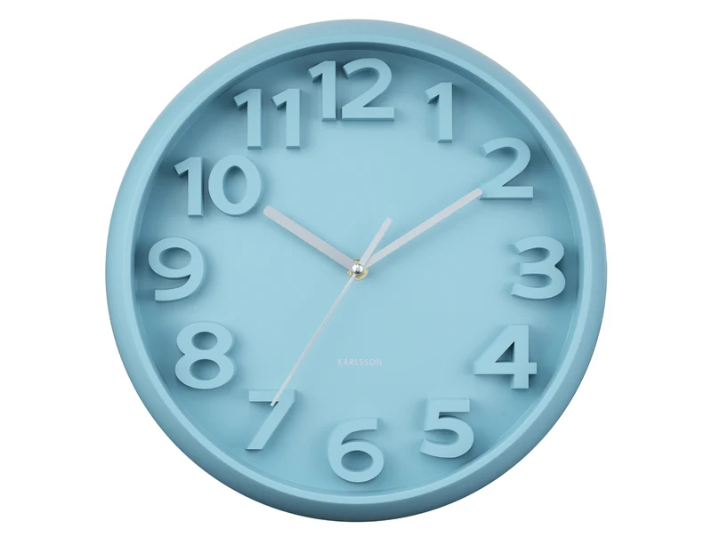 Karlsson Elevated Classic Numbers KA6052BL Wanduhr Misty Blue • Geräuschloses Sweep-Uhrwerk • Monochrome Eleganz