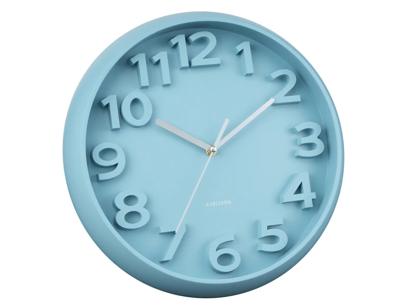 Karlsson Elevated Classic Numbers KA6052BL Wanduhr Misty Blue • Geräuschloses Sweep-Uhrwerk • Monochrome Eleganz