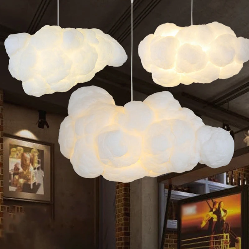 Moderne Wolk Hanglamp – 2 Lichtpunten Witte Plafondlamp voor Slaapkamer | Scandinavisch Design Eetkamerlamp Plafondverlichting Wolkvorm Lampenkap | Sansoti
