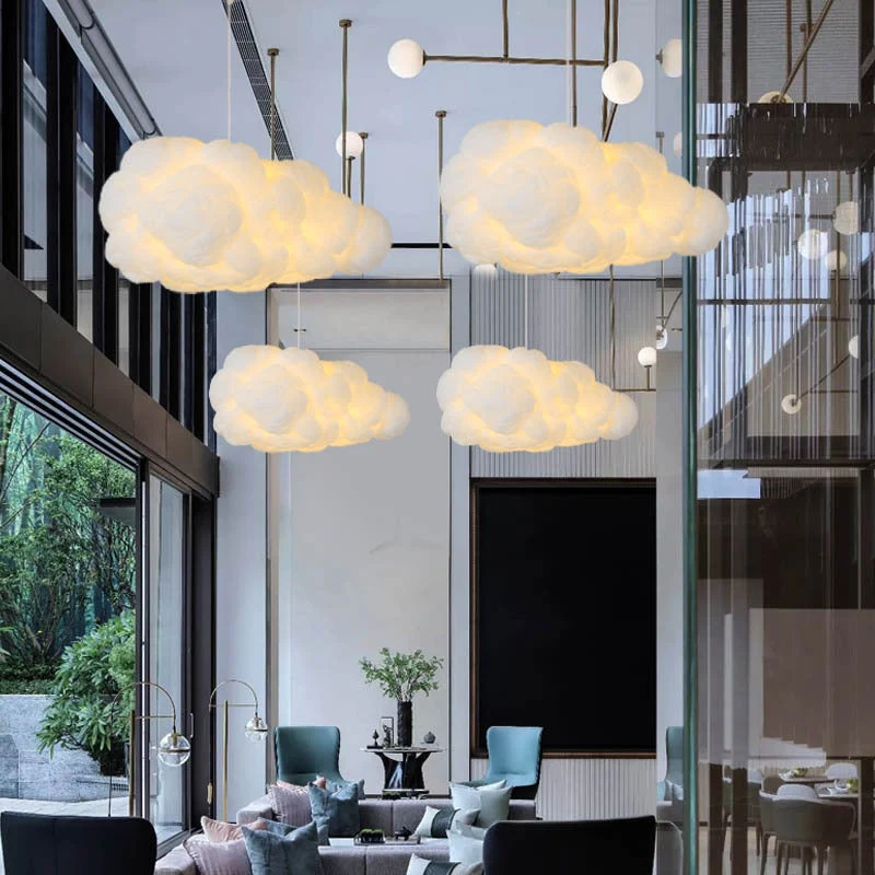 Moderne Wolk Hanglamp – 2 Lichtpunten Witte Plafondlamp voor Slaapkamer | Scandinavisch Design Eetkamerlamp Plafondverlichting Wolkvorm Lampenkap | Sansoti