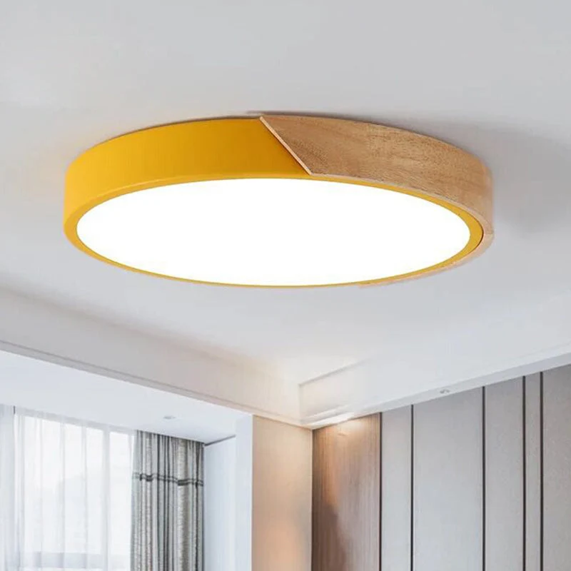 Moderne Plafondlamp Rond Acryl voor Slaapkamer Wit Grijs Groen Roze Geel Blauw Zwart LED Flush Mount Verlichting 30cm 40cm 50cm 60cm | Sansoti
