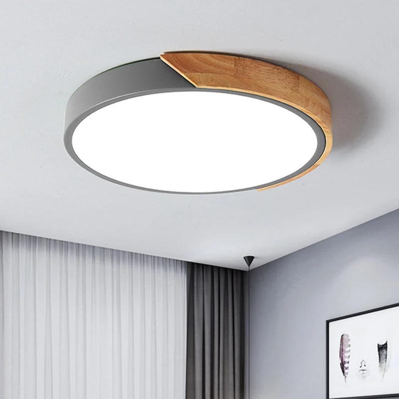 Moderne Plafondlamp Rond Acryl voor Slaapkamer Wit Grijs Groen Roze Geel Blauw Zwart LED Flush Mount Verlichting 30cm 40cm 50cm 60cm | Sansoti