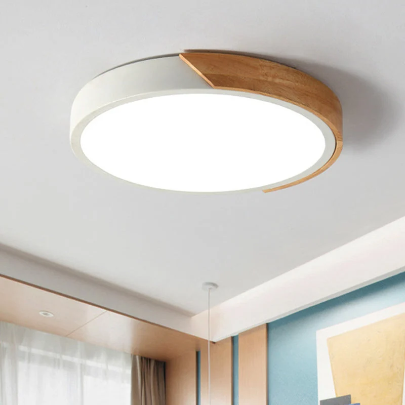 Moderne Plafondlamp Rond Acryl voor Slaapkamer Wit Grijs Groen Roze Geel Blauw Zwart LED Flush Mount Verlichting 30cm 40cm 50cm 60cm | Sansoti