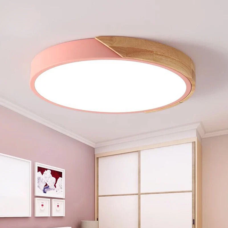 Moderne Plafondlamp Rond Acryl voor Slaapkamer Wit Grijs Groen Roze Geel Blauw Zwart LED Flush Mount Verlichting 30cm 40cm 50cm 60cm | Sansoti