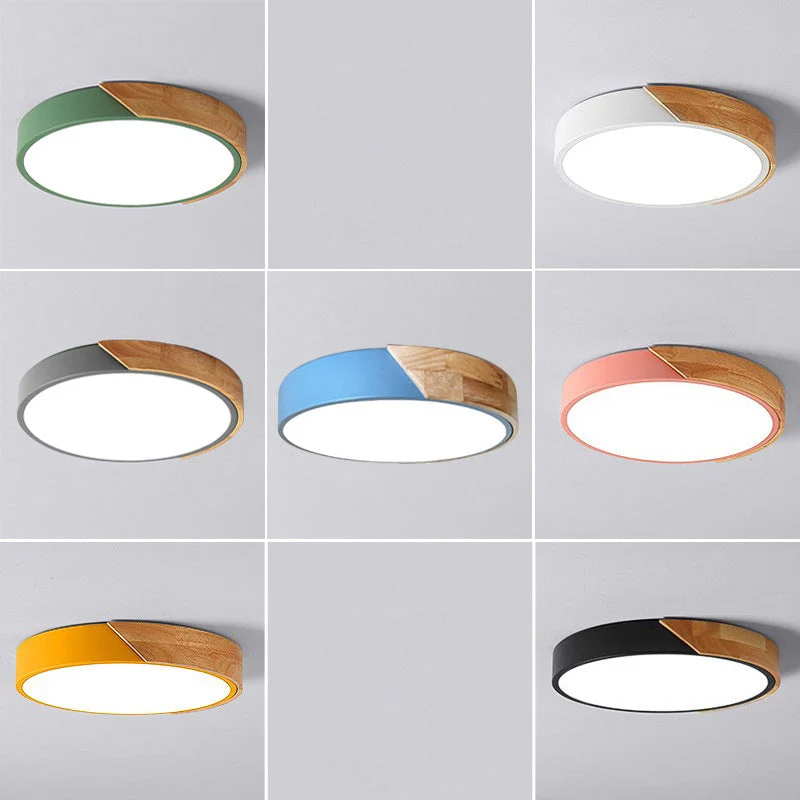 Moderne Plafondlamp Rond Acryl voor Slaapkamer Wit Grijs Groen Roze Geel Blauw Zwart LED Flush Mount Verlichting 30cm 40cm 50cm 60cm | Sansoti