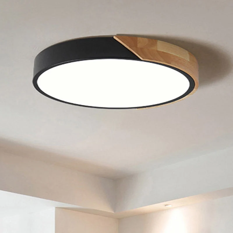 Moderne Plafondlamp Rond Acryl voor Slaapkamer Wit Grijs Groen Roze Geel Blauw Zwart LED Flush Mount Verlichting 30cm 40cm 50cm 60cm | Sansoti
