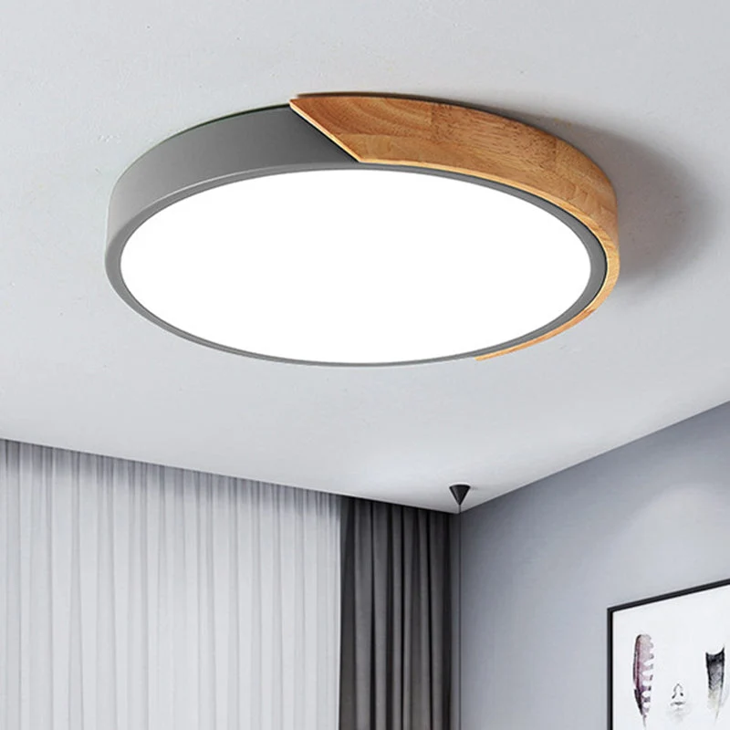 Moderne Plafondlamp Rond Acryl voor Slaapkamer Wit Grijs Groen Roze Geel Blauw Zwart LED Flush Mount Verlichting 30cm 40cm 50cm 60cm | Sansoti