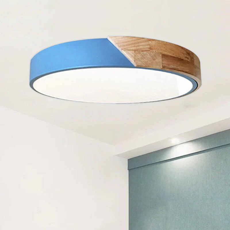 Moderne Plafondlamp Rond Acryl voor Slaapkamer Wit Grijs Groen Roze Geel Blauw Zwart LED Flush Mount Verlichting 30cm 40cm 50cm 60cm | Sansoti
