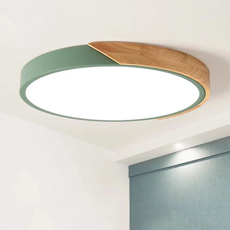 Moderne Plafondlamp Rond Acryl voor Slaapkamer Wit Grijs Groen Roze Geel Blauw Zwart LED Flush Mount Verlichting 30cm 40cm 50cm 60cm | Sansoti
