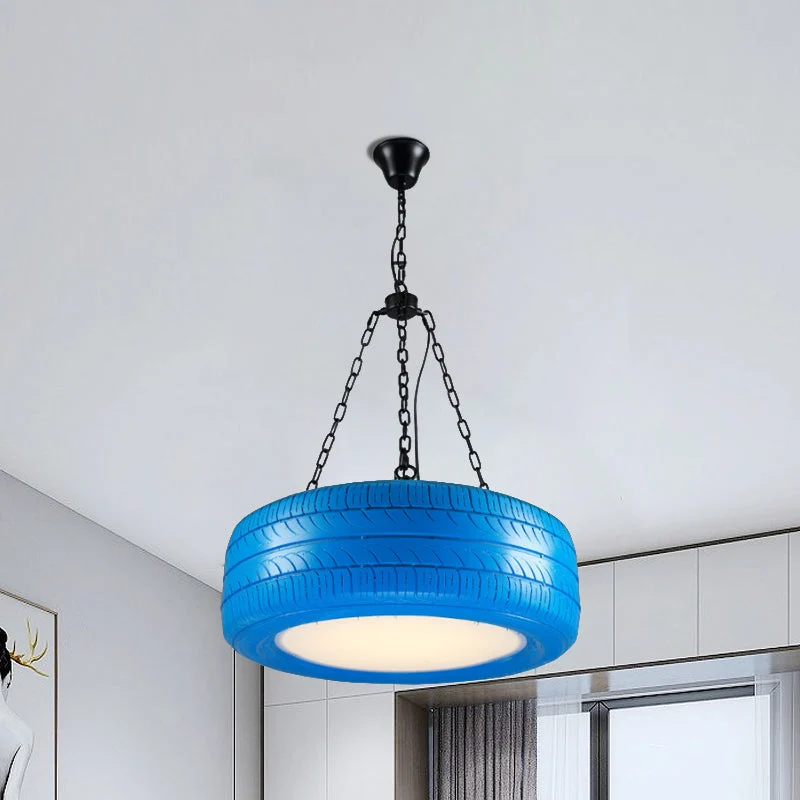 Industriële Hanglamp Autoband Rubber met Ketting voor Bar | Creatieve Verlichting Groen Geel Roze Rood Blauw | Sansoti