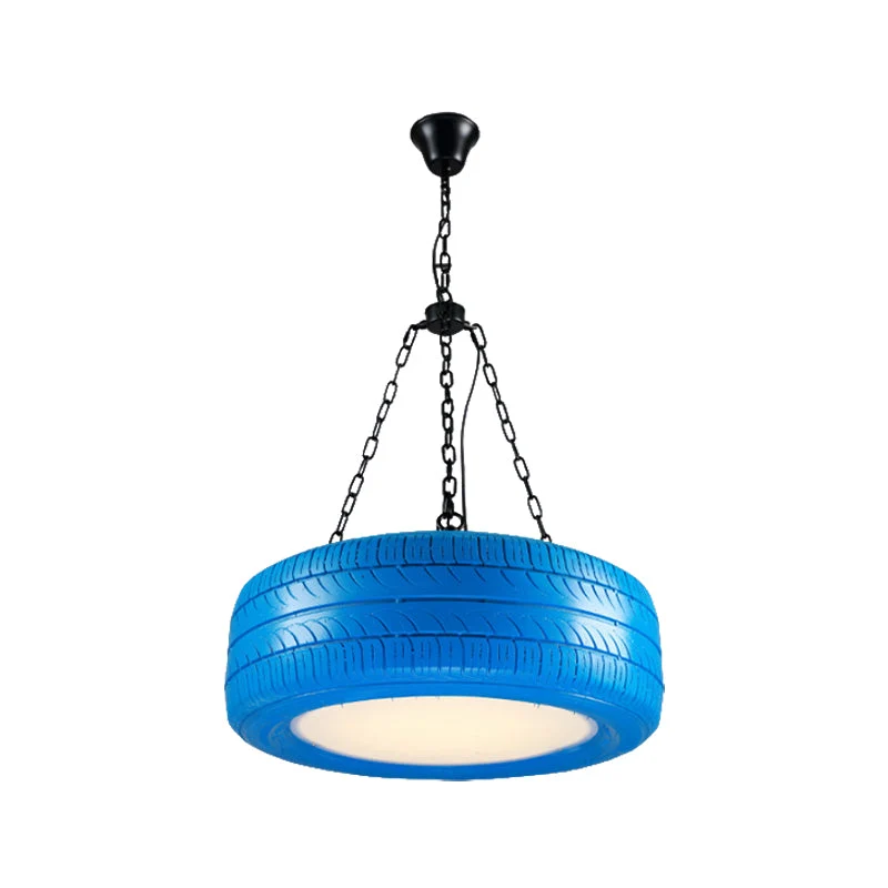 Industriële Hanglamp Autoband Rubber met Ketting voor Bar | Creatieve Verlichting Groen Geel Roze Rood Blauw | Sansoti