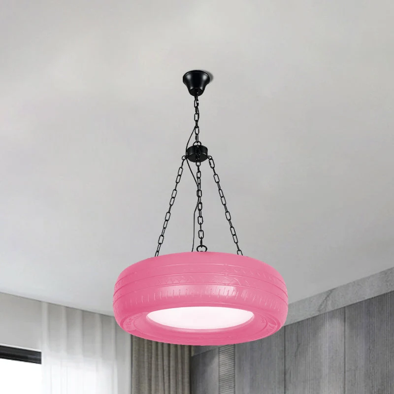 Industriële Hanglamp Autoband Rubber met Ketting voor Bar | Creatieve Verlichting Groen Geel Roze Rood Blauw | Sansoti
