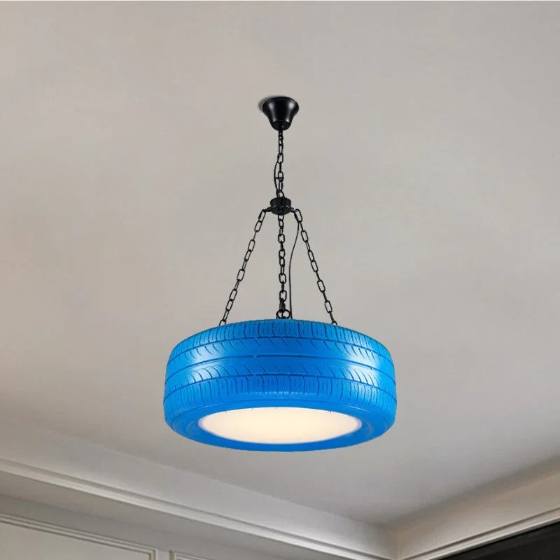 Industriële Hanglamp Autoband Rubber met Ketting voor Bar | Creatieve Verlichting Groen Geel Roze Rood Blauw | Sansoti