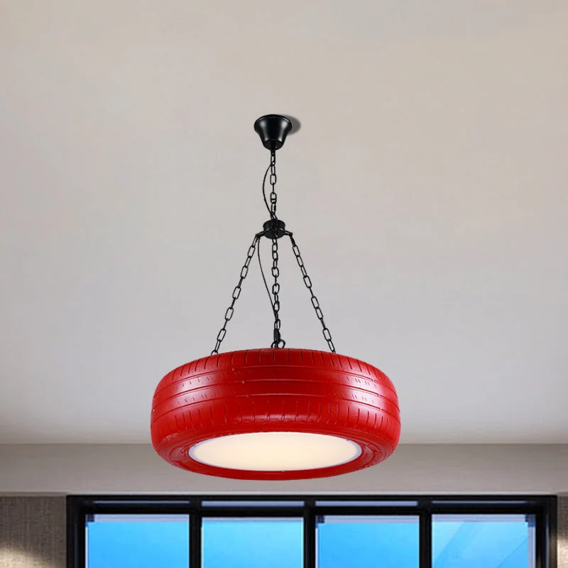 Industriële Hanglamp Autoband Rubber met Ketting voor Bar | Creatieve Verlichting Groen Geel Roze Rood Blauw | Sansoti