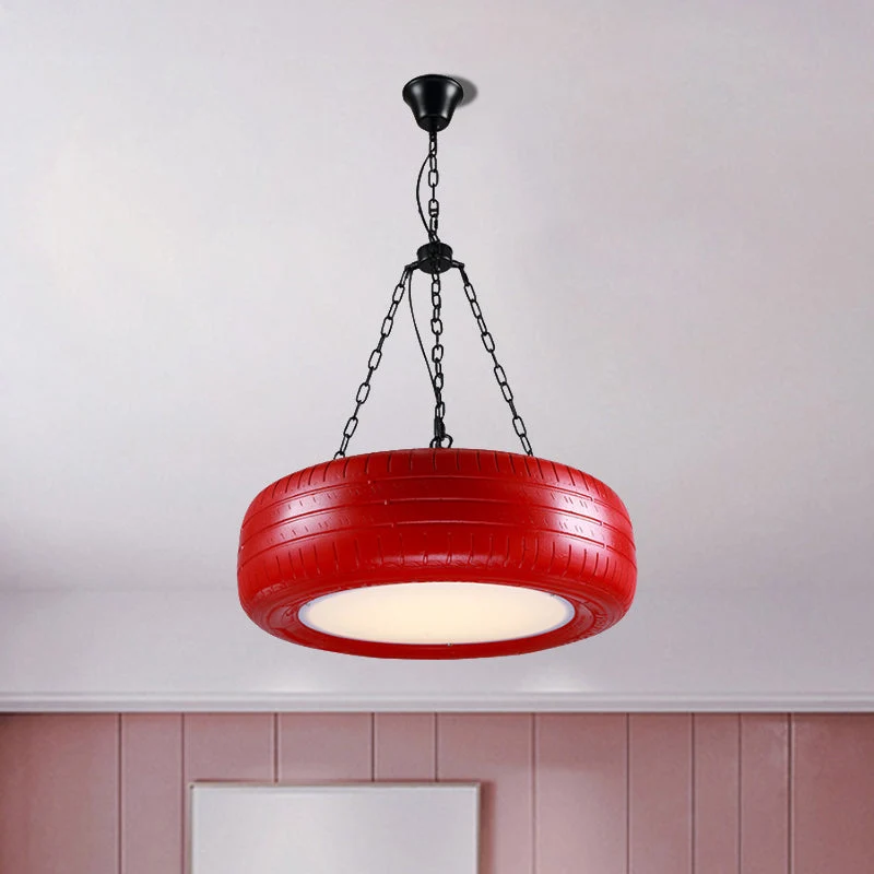 Industriële Hanglamp Autoband Rubber met Ketting voor Bar | Creatieve Verlichting Groen Geel Roze Rood Blauw | Sansoti