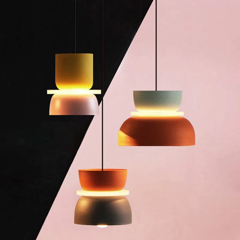 Moderne Hanglamp Macaron LED Metalen Kom Ø18-30cm Geel Roze Grijs Groen Blauw Oranje | Sansoti