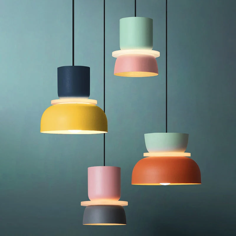 Moderne Hanglamp Macaron LED Metalen Kom Ø18-30cm Geel Roze Grijs Groen Blauw Oranje | Sansoti