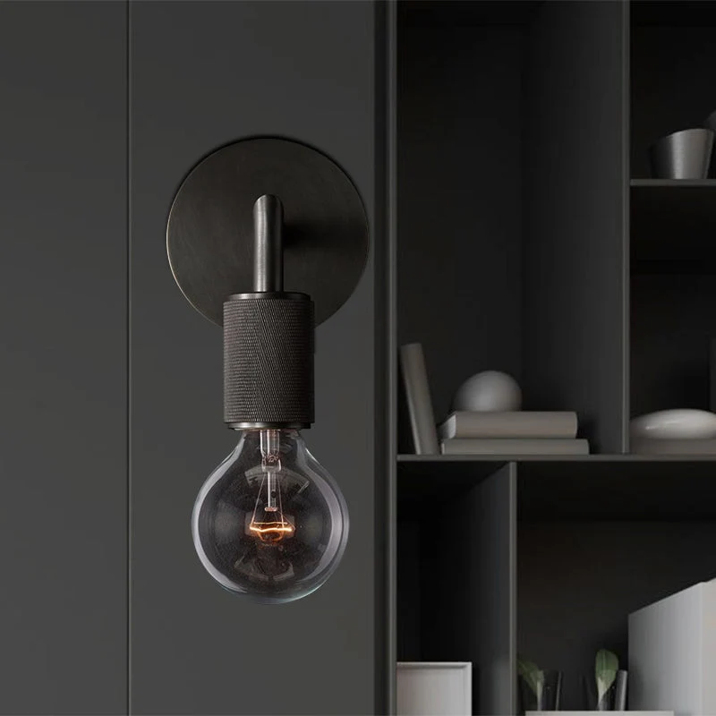 Minimalistische Wandlamp met Vierkante Arm – Metalen Sconce voor Binnen in Zwart, Messing of Chroom | 1 of 2 Lichtpunten | Bare Bulb Industrieel Design | E26/E27 Fitting | Sansoti