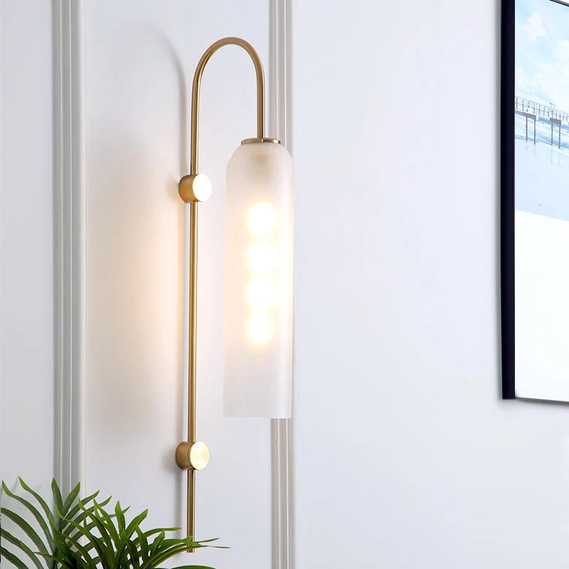 Mid-Century Wandlamp Metalen Zwanenhals met Geribbelde Glazen Kap | Sansoti