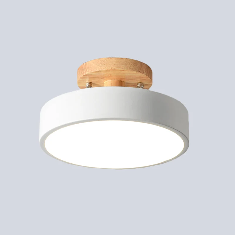 Nordic Plafondlamp Metaal & Hout LED Dimbaar Groen Wit Grijs Zwart voor Gang Slaapkamer 20cm Scandinavisch Design | Sansoti