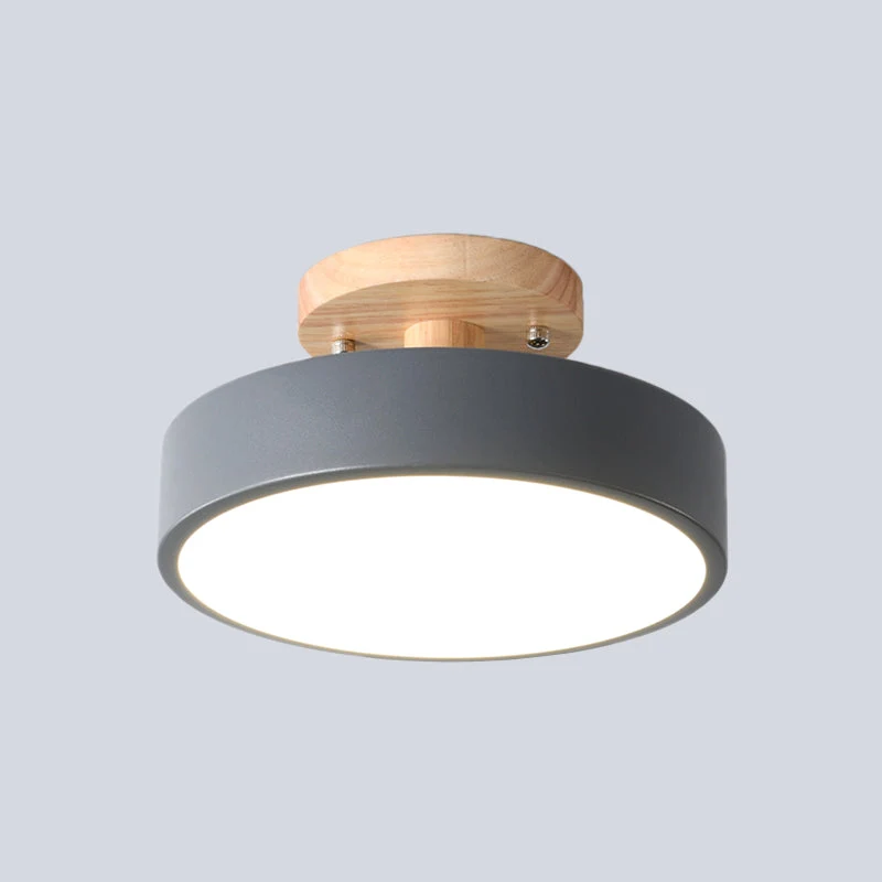 Nordic Plafondlamp Metaal & Hout LED Dimbaar Groen Wit Grijs Zwart voor Gang Slaapkamer 20cm Scandinavisch Design | Sansoti