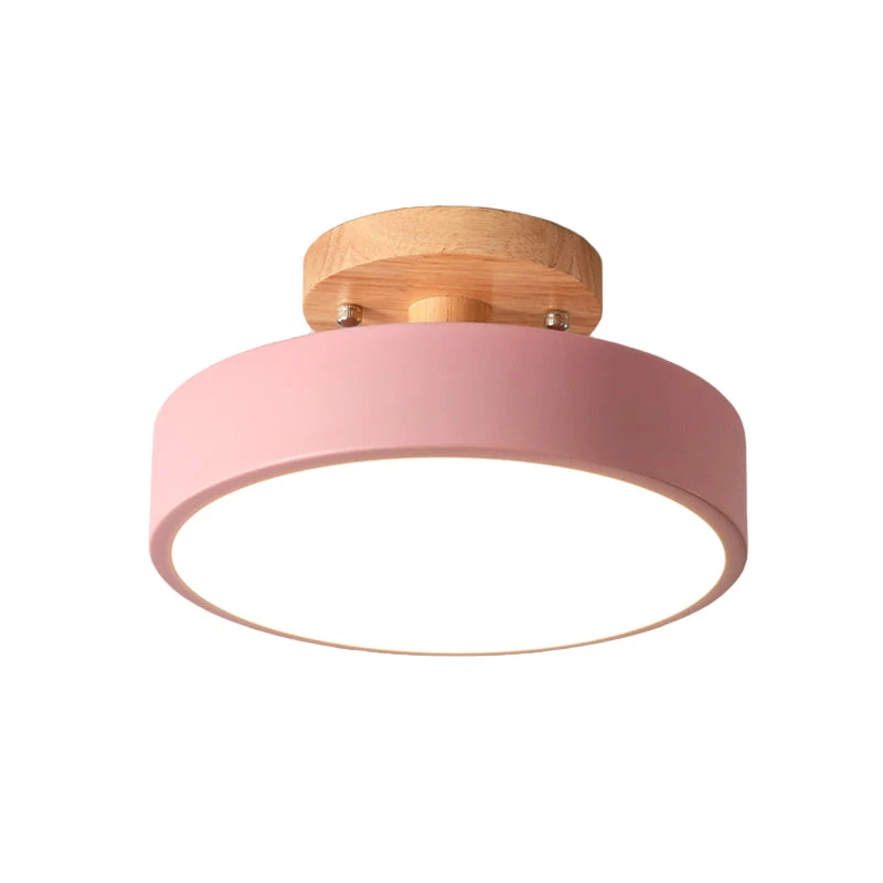 Nordic Plafondlamp Metaal & Hout LED Dimbaar Groen Wit Grijs Zwart voor Gang Slaapkamer 20cm Scandinavisch Design | Sansoti