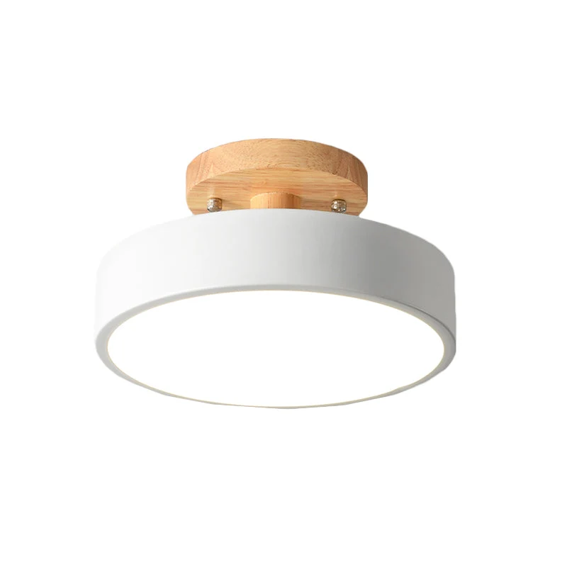 Nordic Plafondlamp Metaal & Hout LED Dimbaar Groen Wit Grijs Zwart voor Gang Slaapkamer 20cm Scandinavisch Design | Sansoti
